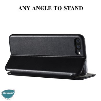 Microsonic Oppo Reno 2Z Kılıf Slim Leather Design Flip Cover Gri