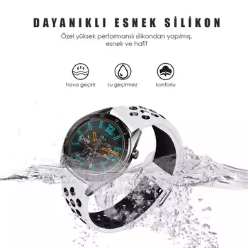 Microsonic Samsung Gear S3 Classic Rainbow Sport Band Kordon Beyaz Siyah