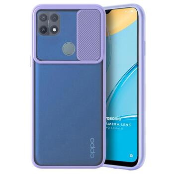 Microsonic Oppo A15 Kılıf Slide Camera Lens Protection Lila