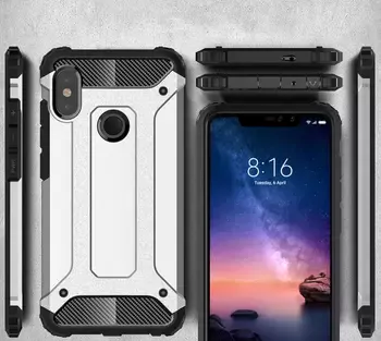 Microsonic Xiaomi Redmi Note 6 Pro Kılıf Rugged Armor Gümüş