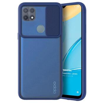 Microsonic Oppo A15 Kılıf Slide Camera Lens Protection Lacivert