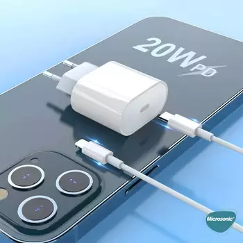 Microsonic Apple iPhone 11 USB-C Güç Adaptörü, Type-C Priz Şarj Cihazı Adaptörü