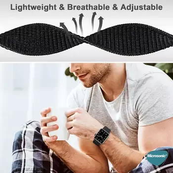 Microsonic Apple Watch Series 11 46mm Hasırlı Kordon Woven Yeşil