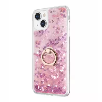 Microsonic Apple iPhone 14 Kılıf Glitter Liquid Holder Pembe