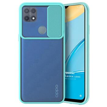 Microsonic Oppo A15s Kılıf Slide Camera Lens Protection Turkuaz