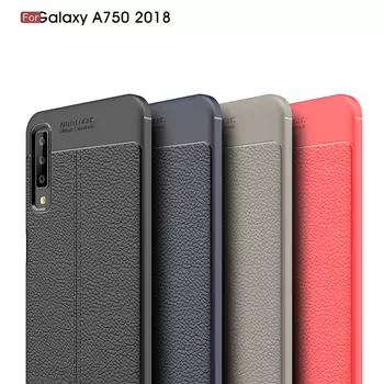 Microsonic Samsung Galaxy A7 2018 Kılıf Deri Dokulu Silikon Kırmızı