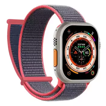Microsonic Apple Watch Series 11 46mm Hasırlı Kordon Woven Koyu Pembe