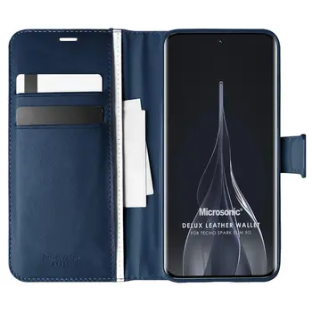 Microsonic TECNO Spark Slim 5G Kılıf Delux Leather Wallet Lacivert