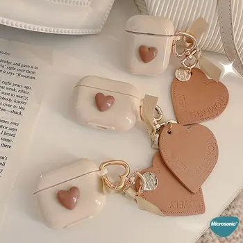 Microsonic Airpods Pro 3 Kılıf Süslü Kalp Desenli Kırmızı