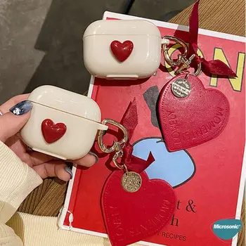 Microsonic Airpods Pro 3 Kılıf Süslü Kalp Desenli Kahverengi
