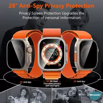 Microsonic Apple Watch Ultra 3 Gizlilik Filtreli Cam Ekran Koruyucu Siyah