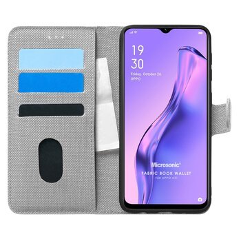 Microsonic Oppo A31 Kılıf Fabric Book Wallet Gri