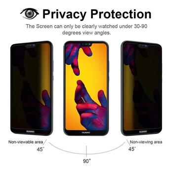 Microsonic Huawei P20 Lite Invisible Privacy Kavisli Ekran Koruyucu Siyah