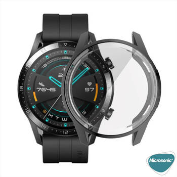 Microsonic Huawei Watch GT2 46mm Kılıf 360 Full Round Soft Silicone Siyah