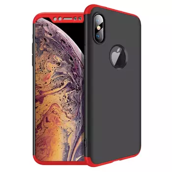 Microsonic Apple iPhone XS Max (6.5'') Kılıf Double Dip 360 Protective Siyah Kırmızı