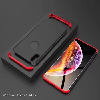 Microsonic Apple iPhone XS Max (6.5'') Kılıf Double Dip 360 Protective Siyah Kırmızı