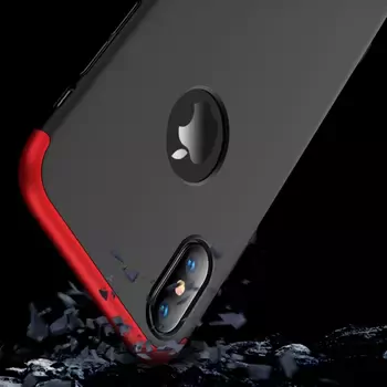 Microsonic Apple iPhone XS Max (6.5'') Kılıf Double Dip 360 Protective Siyah Kırmızı