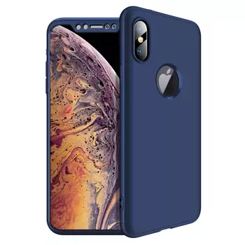 Microsonic Apple iPhone XS Max (6.5'') Kılıf Double Dip 360 Protective Lacivert