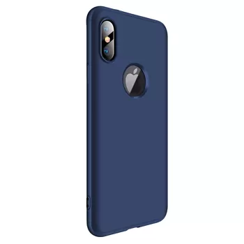 Microsonic Apple iPhone XS Max (6.5'') Kılıf Double Dip 360 Protective Lacivert