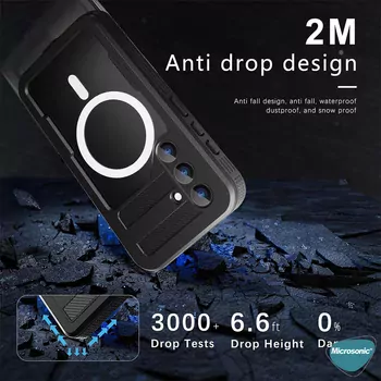 Microsonic Samsung Galaxy S24 Plus Kılıf Waterproof 360 Full Body Protective Siyah