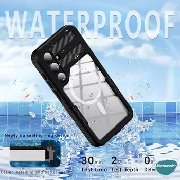 Microsonic Samsung Galaxy S24 Plus Kılıf Waterproof 360 Full Body Protective Siyah