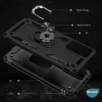 Microsonic Xiaomi Redmi Note 12 Pro 4G Kılıf Military Ring Holder Kırmızı