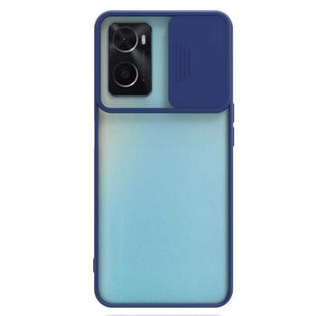 Microsonic Oppo A76 Kılıf Slide Camera Lens Protection Lacivert