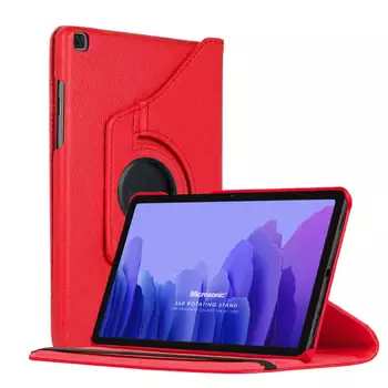 Microsonic Samsung Galaxy Tab A7 T500 Kılıf 360 Rotating Stand Deri Kırmızı