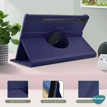 Microsonic Samsung Galaxy Tab S9 FE+ Kılıf 360 Rotating Stand Deri Kırmızı