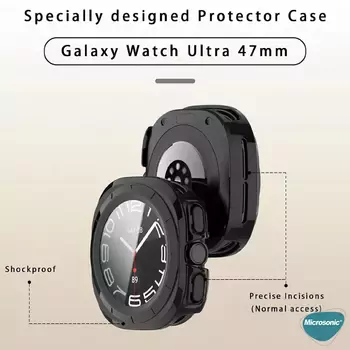 Microsonic Samsung Galaxy Watch Ultra 2025 Kılıf 360 Full Round Soft Silicone Şeffaf