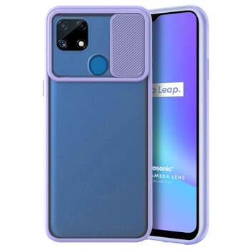 Microsonic Realme C25 Kılıf Slide Camera Lens Protection Lila