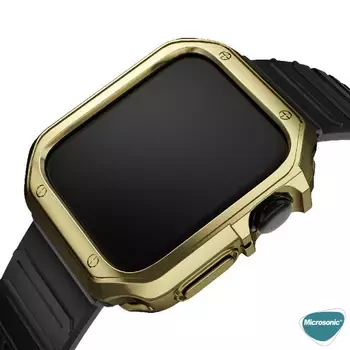 Microsonic Apple Watch 8 41mm Kordon Fullbody Quadra Resist Siyah Gold