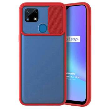 Microsonic Realme C25 Kılıf Slide Camera Lens Protection Kırmızı