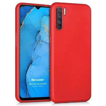 Microsonic Oppo Reno 3 Kılıf Matte Silicone Kırmızı