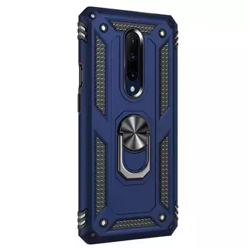 Microsonic OnePlus 7 Pro Kılıf Military Ring Holder Lacivert