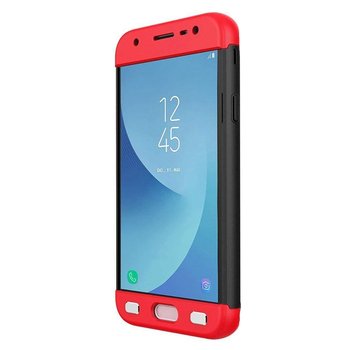 Microsonic Samsung Galaxy J7 Pro Kılıf Double Dip 360 Protective AYS Siyah-Kırmızı