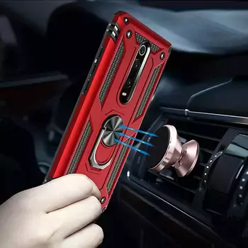 Microsonic Xiaomi Mi 9T Kılıf Military Ring Holder Siyah