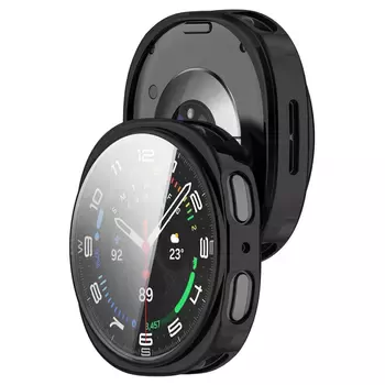 Microsonic Samsung Galaxy Watch 8 44mm Kılıf Ekranı Tam Kaplayan 360 Full Round Soft Silicone Siyah