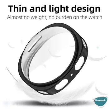 Microsonic Samsung Galaxy Watch 8 44mm Kılıf Ekranı Tam Kaplayan 360 Full Round Soft Silicone Siyah