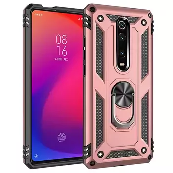 Microsonic Xiaomi Mi 9T Kılıf Military Ring Holder Rose Gold