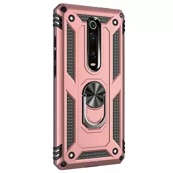 Microsonic Xiaomi Mi 9T Kılıf Military Ring Holder Rose Gold