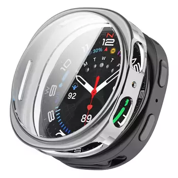 Microsonic Samsung Galaxy Watch 8 44mm Kılıf Ekranı Tam Kaplayan 360 Full Round Soft Silicone Gümüş