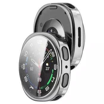 Microsonic Samsung Galaxy Watch 8 44mm Kılıf Ekranı Tam Kaplayan 360 Full Round Soft Silicone Gümüş