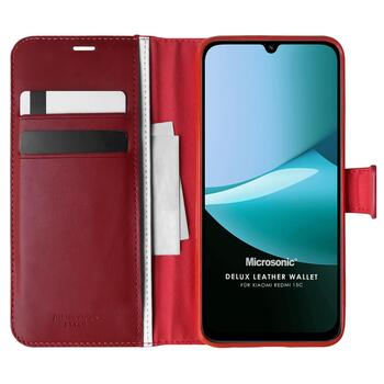 Microsonic Xiaomi Redmi 15C Kılıf Delux Leather Wallet Kırmızı