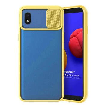 Microsonic Samsung Galaxy A01 Core Kılıf Slide Camera Lens Protection Sarı