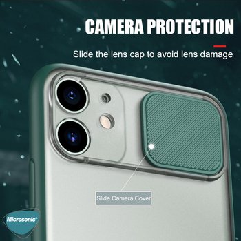 Microsonic Apple iPhone 12 Mini Kılıf Slide Camera Lens Protection Koyu Yeşil