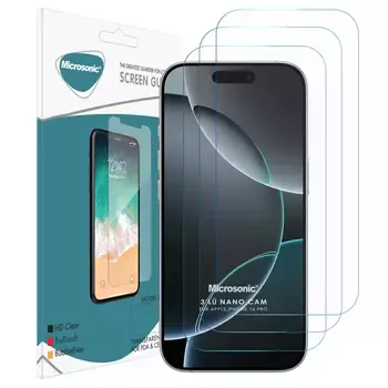 Microsonic Apple iPhone 16 Pro Screen Protector Nano Glass Cam Ekran Koruyucu (3`lü Paket)