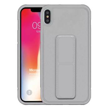 Microsonic Apple iPhone X Kılıf Hand Strap Gri