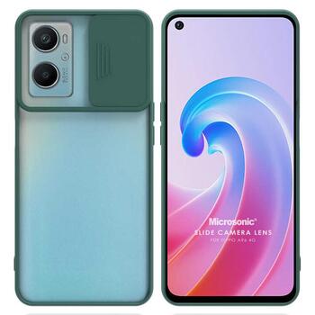 Microsonic Oppo A96 Kılıf Slide Camera Lens Protection Koyu Yeşil