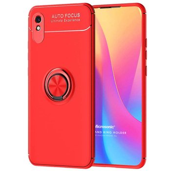 Microsonic Xiaomi Redmi 9A Kılıf Kickstand Ring Holder Kırmızı